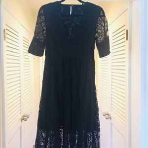 Free People Black Lace Dress